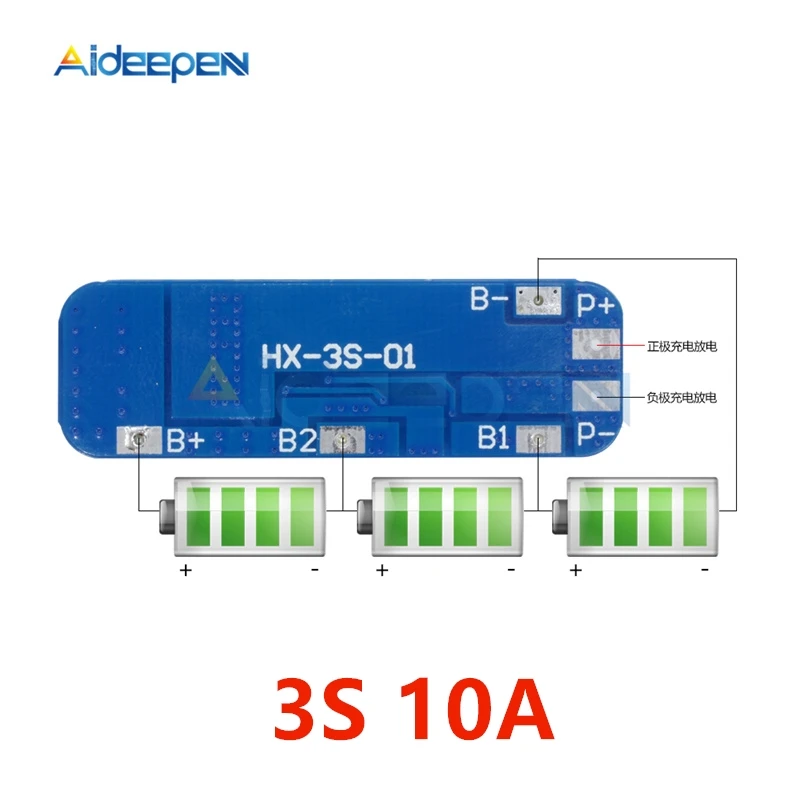 3S 10A 1S 2S 3S 4S 2.5A 5A 6A 8A 10A литий-ионный аккумулятор 18650 защита зарядного устройства 3,7 в 7,2 в PCB BMS для Lipo батареи - Цвет: 3S 10A