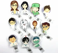 new medical staff retractable badge reel high quality acrylic student nurse exihibiton id name card badge holder office supplies