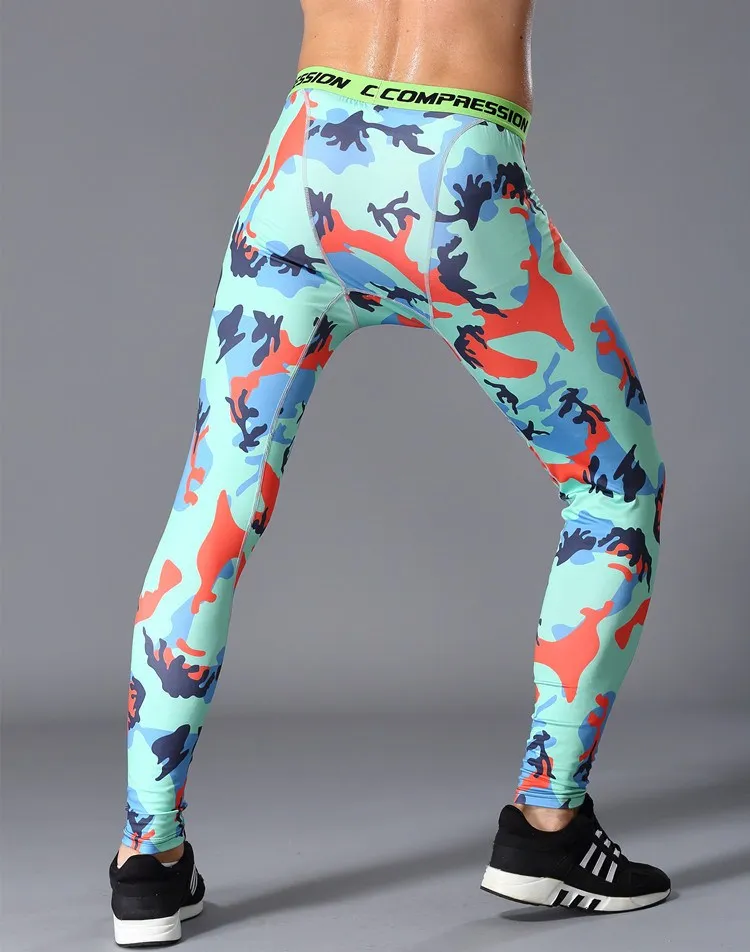 LANBAOSI Mens Sports Pants High Elasticity Compression Running Tight Orange Camouflage Trend Breathable Basketball LBYS004 | Спорт и