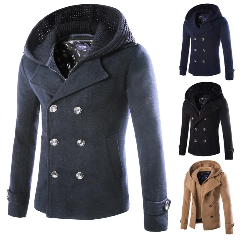 

Men'S Causal Jacket 2019 Autumn Winter England Style Fashion Hooded Outwear Long Sleeve Black Gray 2xl 3xl Slim Jacket And Coats
