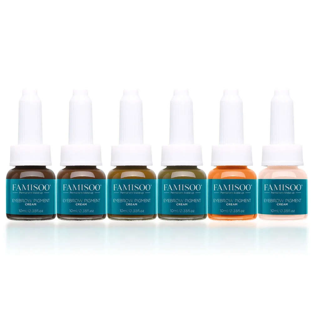 

Famisoo 2pcs Permanent Makeup Ink Eyeliner Tattoo Ink Set Eyebrow Microblading Pigment Professional 10ML Dark Brown 6 color