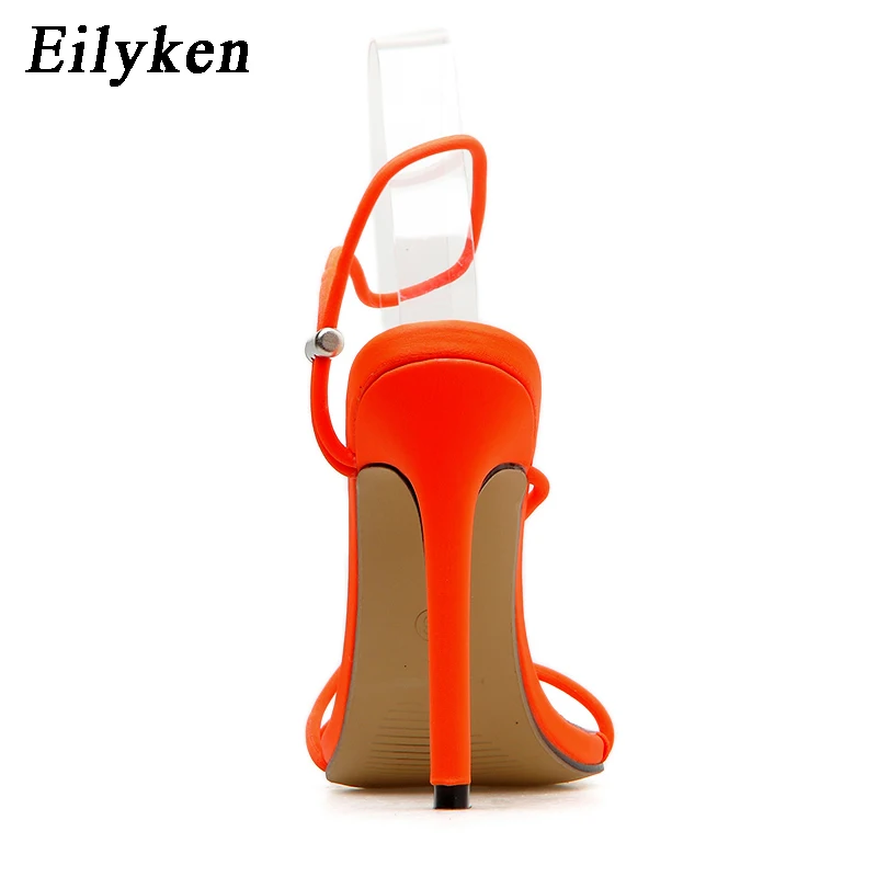 Eilyken/ г. Новые прозрачные женские босоножки с перекрестной шнуровкой на щиколотке пикантные босоножки на шнуровке на высоком каблуке 12 см обувь высокого качества