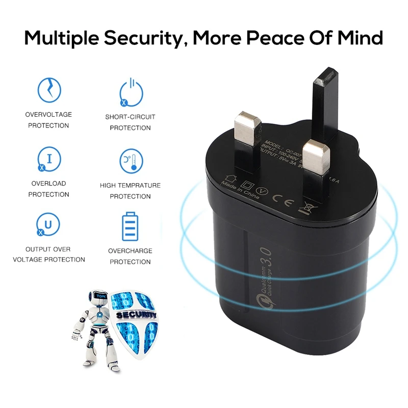 Быстрая зарядка 3,0 Usb зарядное устройство Uk Plug Qc3.0 быстрое зарядное устройство для samsung S10 S9 Xiaomi Mi 9 huawei