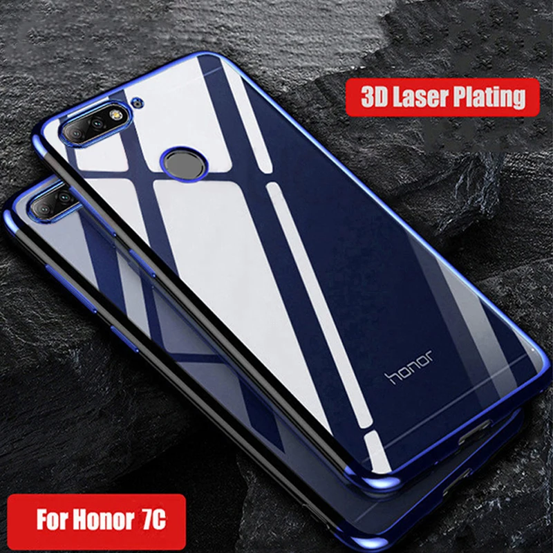 Роскошный мягкий чехол для Honor 7C бампер силиконовый прозрачный с покрытием из ТПУ