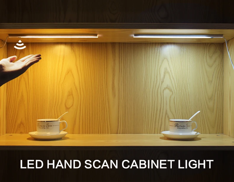 LED Under Cabinet Light Hand Sweep Sensor Night lamp 12V Hand Wave LED Bar Light For Bedroom,Kitchen Closet,Wardrobe,Stairs,Path