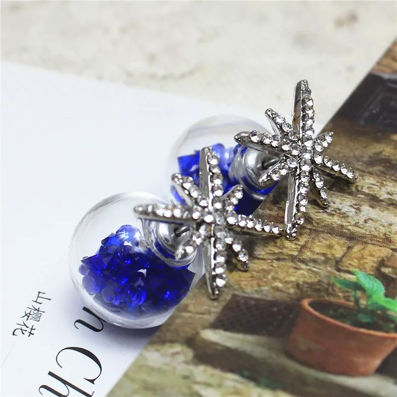 2016 дизайн одежды бренд звезды изделия двойной side18k золотой металл серьги стержня