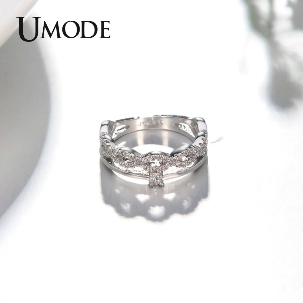 Женские обручальные кольца UMODE цвета розового золота с фианитом ювелирные