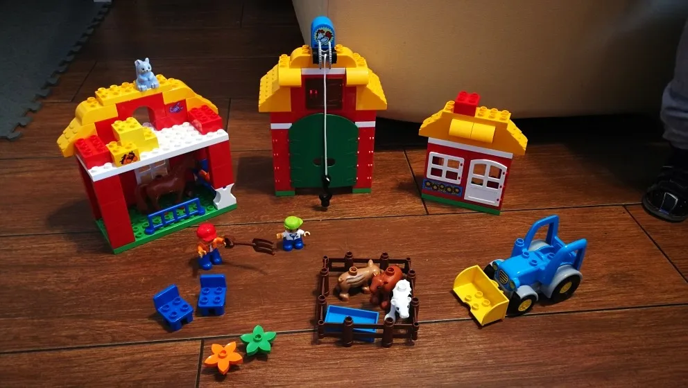 GOROCK Большой размер DIY Happy Farm Happy Zoo с животными набор Duplo блоки кирпичи развивающие детские игрушки для детей подарки на день рождения