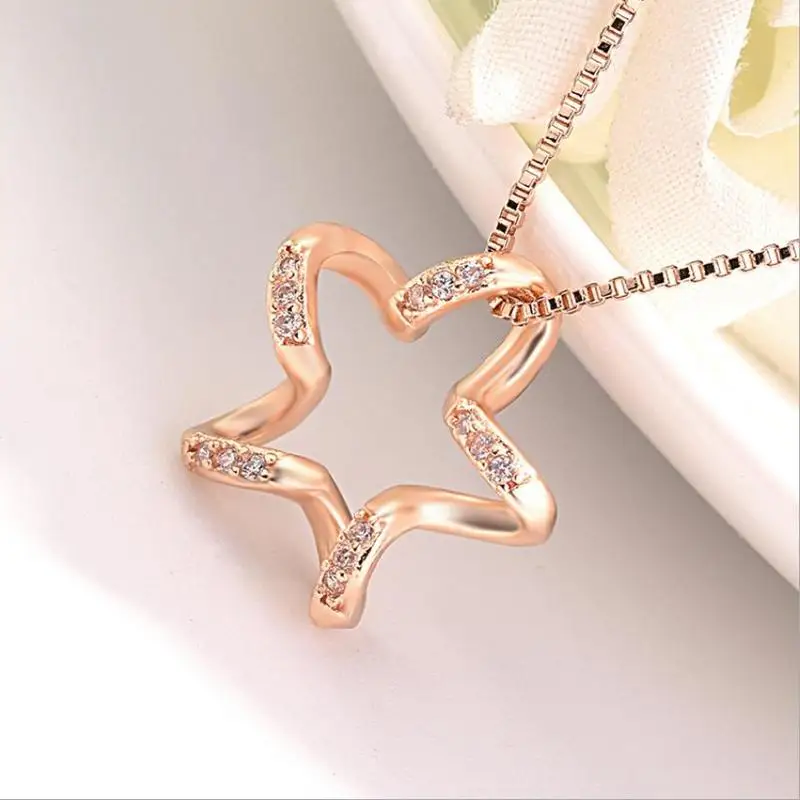 Everoyal очаровательное циркониевое ожерелье с подвеской в виде звезды из розового