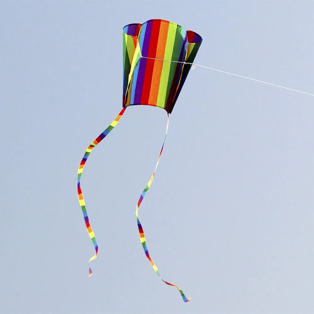 New Colorful Parafoil Kite with 200cm Tails 30m Flying Line Outdoor Soft Fly Toys for Children Girls Boys Gift Tool | Спорт и