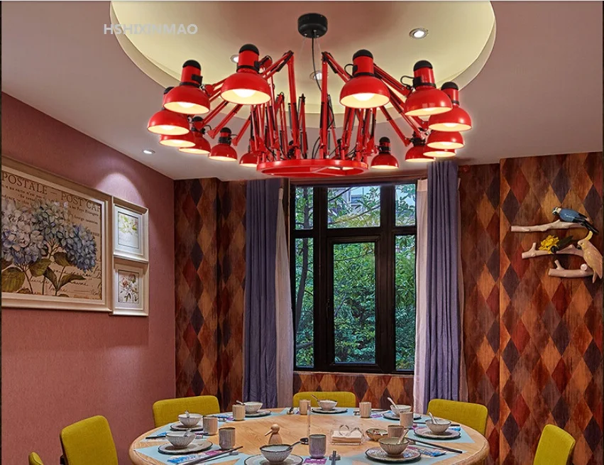 Американская Ретро промышленная Выдвижная железная люстра-паук креативная