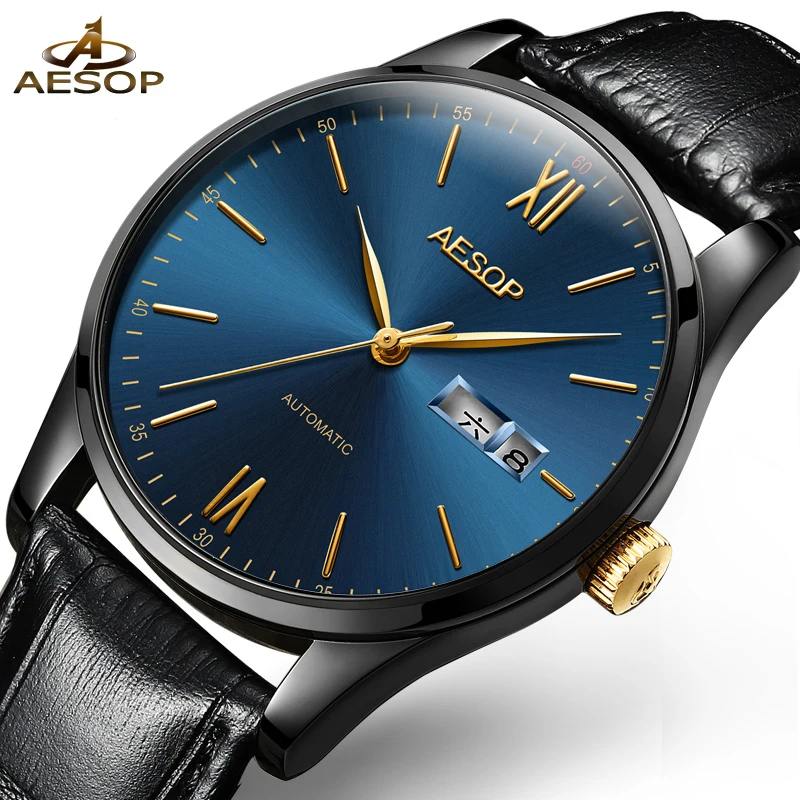 AESOP ультратонкие золотые часы мужские автоматические механические наручные