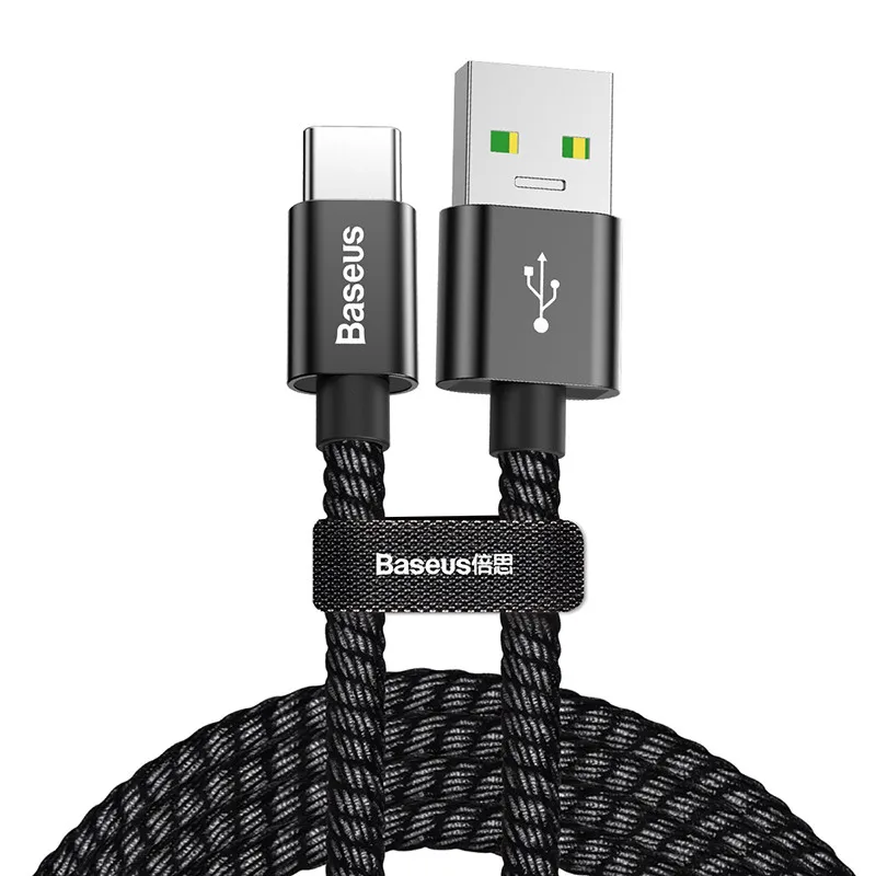 Черный Baseus 5A Supercharge usb type C кабель для huawei mate 20 Oneplus 5 QC 3,0 быстрое зарядное устройство кабель для Xiaomi samsung USB C кабель - Цвет: Черный