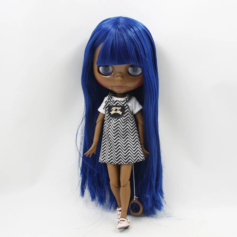 Кукла Blyth BL1714 от ICY DBS с супертемным тоном кожи модное синее прямое тело прямыми