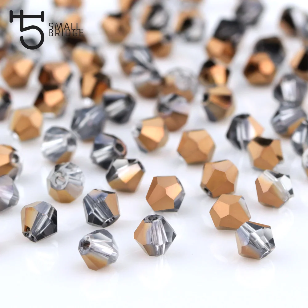 3 4 mm Czech Silver colour Spacer Bicone Beads for Making Jewelry Accessories Diy Perles Loose Faceted Glass Crystal Beads Z210 images - 6