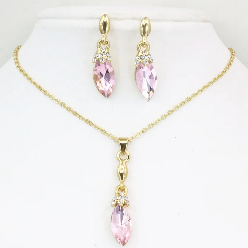 Кристалл Rhinestone Цепочки и ожерелья серьги Шарм комплект ювелирных изделий для Для