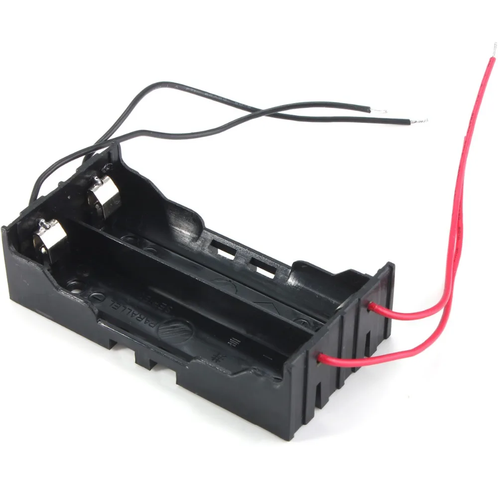 

1Pc Box Holder For 2 x 18650 Black With Wire Leads Plastic Battery Storage Case -