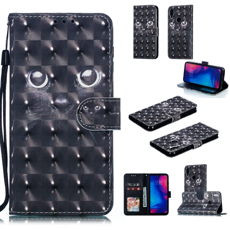 Кожаный чехол для Xiao mi Red mi Note 7, откидная крышка, Xao mi xiomi Red mi Note 7, милый чехол с 3D рисунком и отделением для карт, красный чехол для mi Note7, чехол-бампер s
