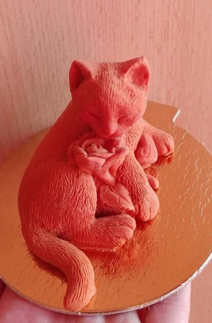 3d цветок милый кот ручной работы Мыло Свеча для украшения торта силиконовые формы DIY кошка плесень