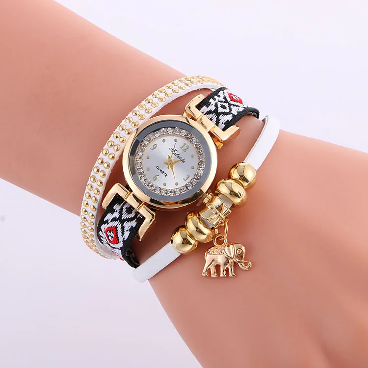 100 шт./лот подвеска в виде слона национальном стиле Шипы кожаные часы