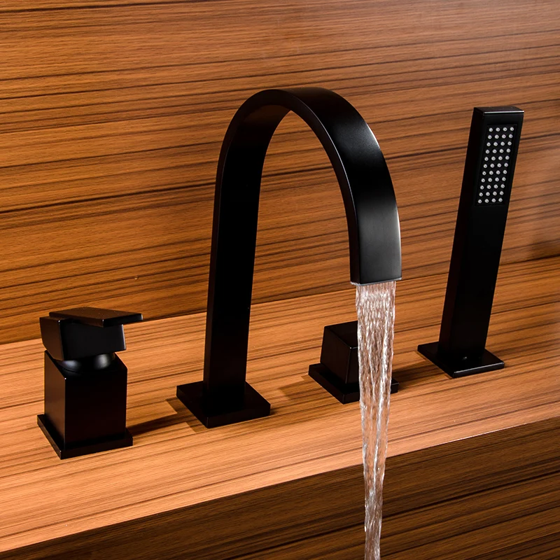 Смеситель для раковины Fapully черный гибкий кран с одной ручкой выдвижной горячей и