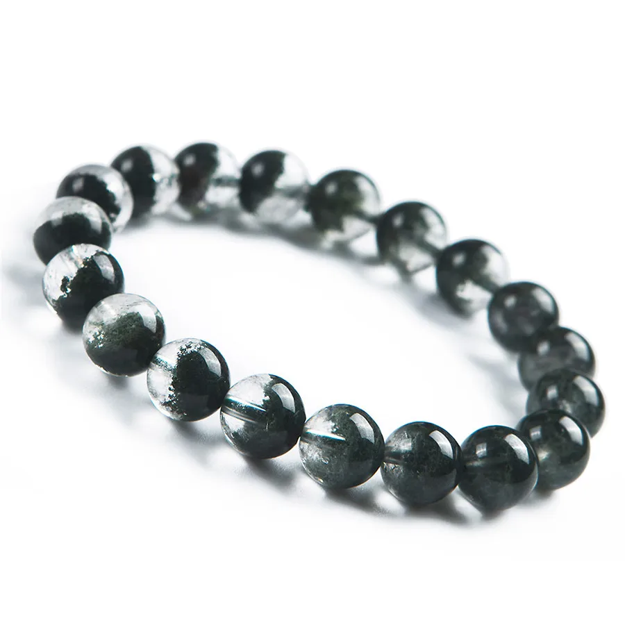 

10.5mm Natutal Green Phantom Quartz Gems Stone Round Crystal Beads Women Stretch Charm Bracelet