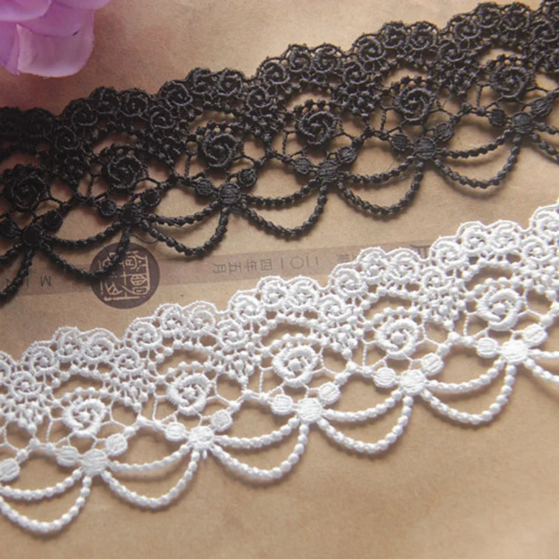 10Yards 4.5cm wide Polyester White Black Lamp Dangling Fringe Lace Tassel Trims For Sewing Craft Dress