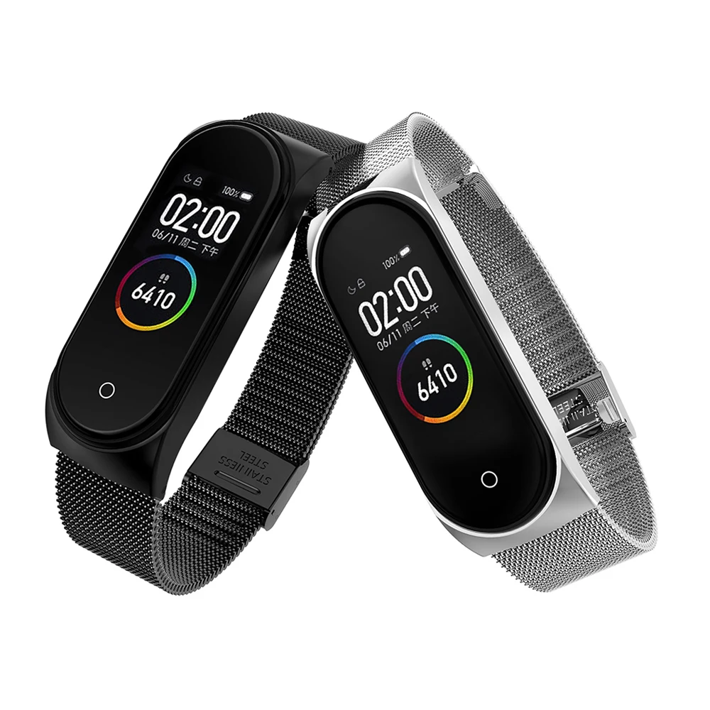 Модный металлический браслет из нержавеющей стали для mi band 4, браслеты, классические часы, ремешок для Xiaomi mi, 3/4