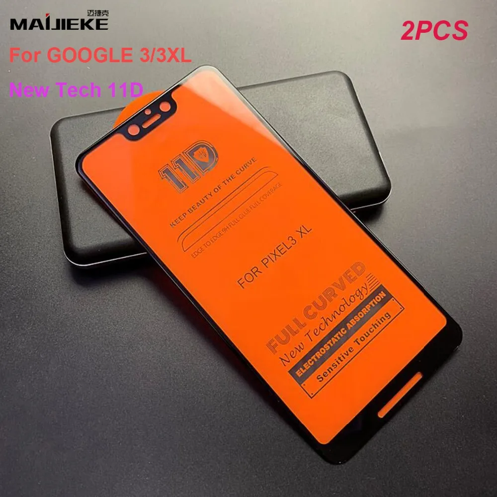 2 шт. закаленное стекло 11D с полным покрытием для Google Pixel 3XL 3 защита экрана размера