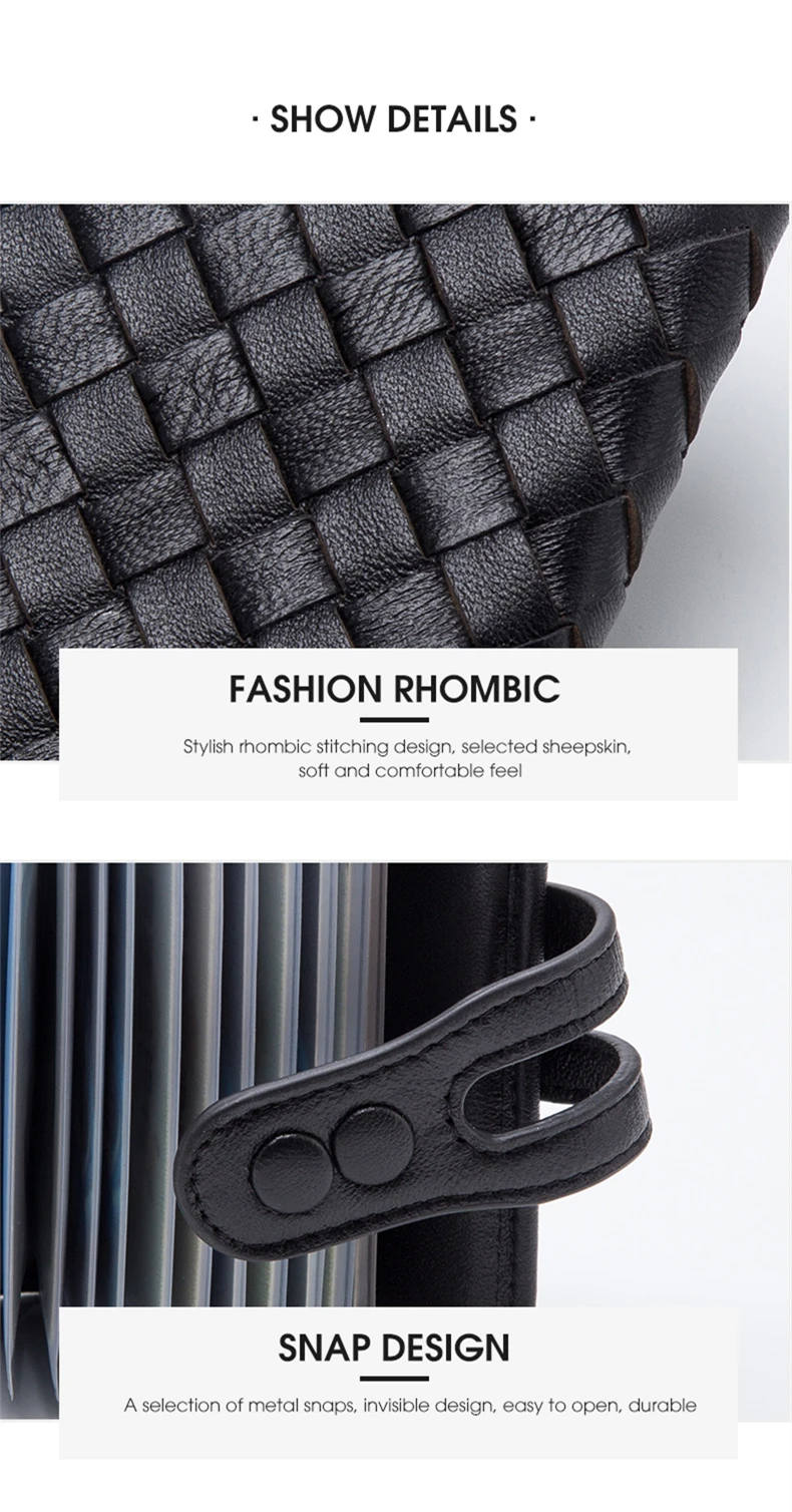 BISON DENIM, Воловья кожа, женские кошельки, на застежке, держатель для карт, кошелек, плетение, дизайн, portefeuille femme N9313