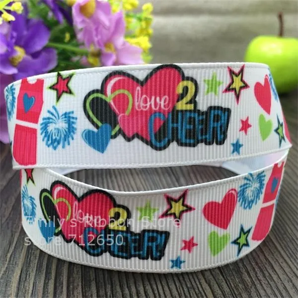 Новое поступление 16 мм 22 мм любовь развеселить танец печатных Grosgrain ленты hairbow подарочная упаковка аксессуар одежды 10 метров
