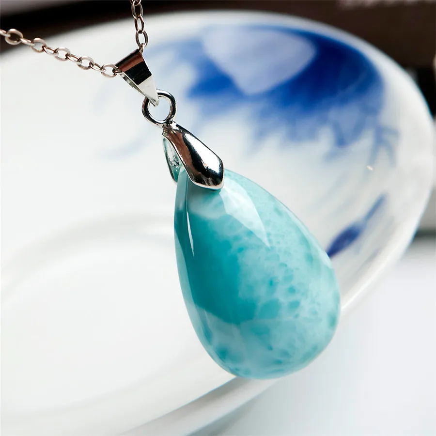 Натуральный Синий Ларимар камень с водным узором подвеска AAAA 25x16x8 мм |