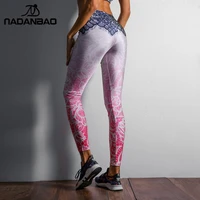 nadanbao 2021 women leggings mandala flower digital print slim pink fitness woman leggins workout plus size high waist pants