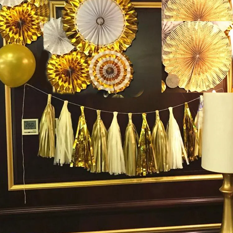 

5Pcs 35cm Tissue Paper Tassels Garland Fringe Bunting Backdrop Wedding Birthday Decoration Baby shower Event Party Supplies