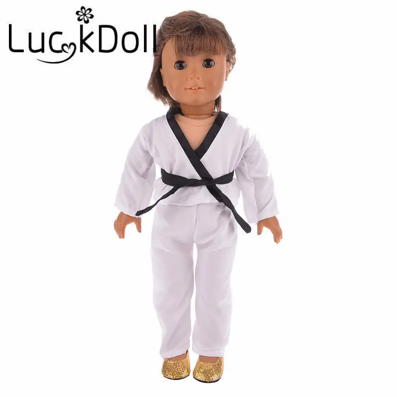 LUCKDOLL тхэквондо Униформа костюм для 18 дюймов американская кукла или 43 см
