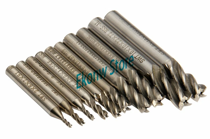 Твердосплавная Концевая фреза инструменты с ЧПУ HSS диаметр 2 10 мм шт./компл. 4