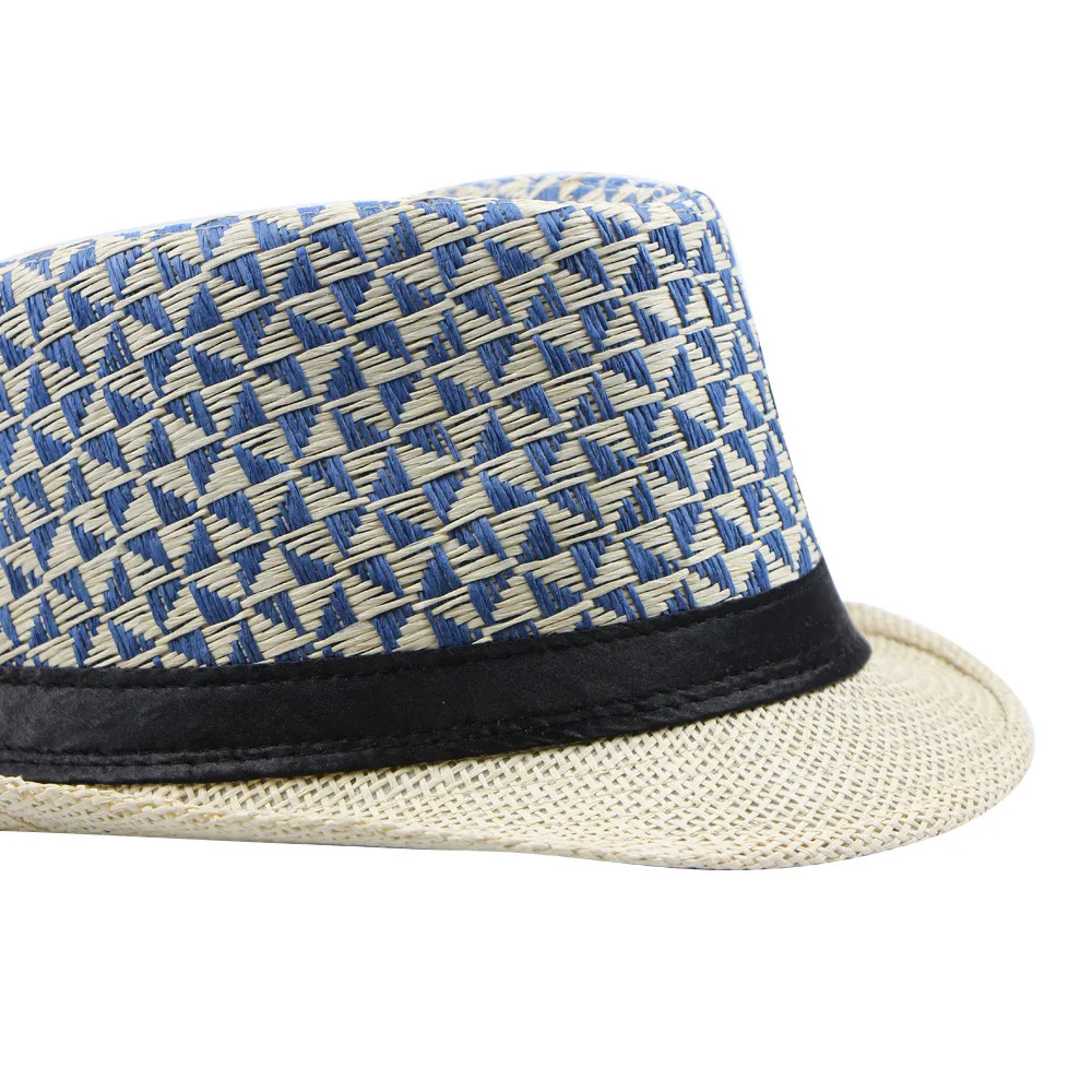 Модная весенне летняя мужская соломенная шляпа в клетку|Женские пляжные шляпы| |