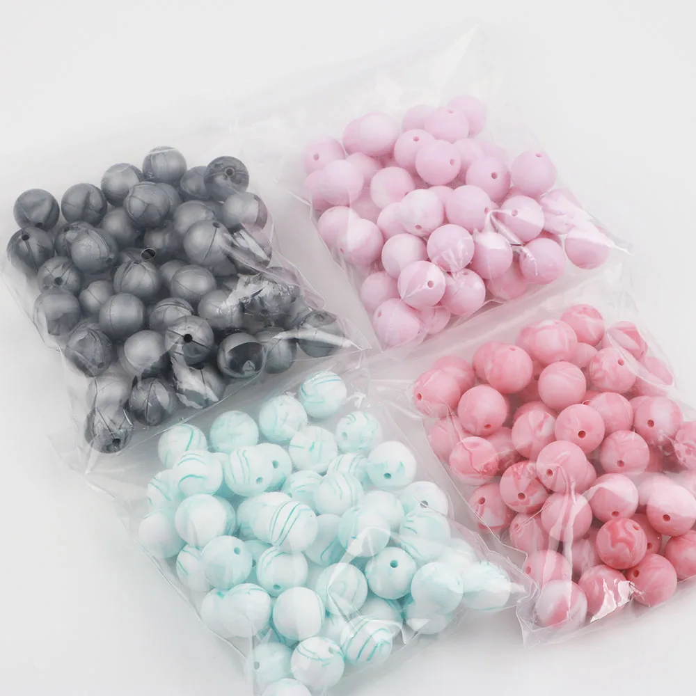 TYRY.HU 100pc Silicone Beads Round 15mm Newborn Teething Teether Accessories Pacifier Clips Necklace Bead Food |