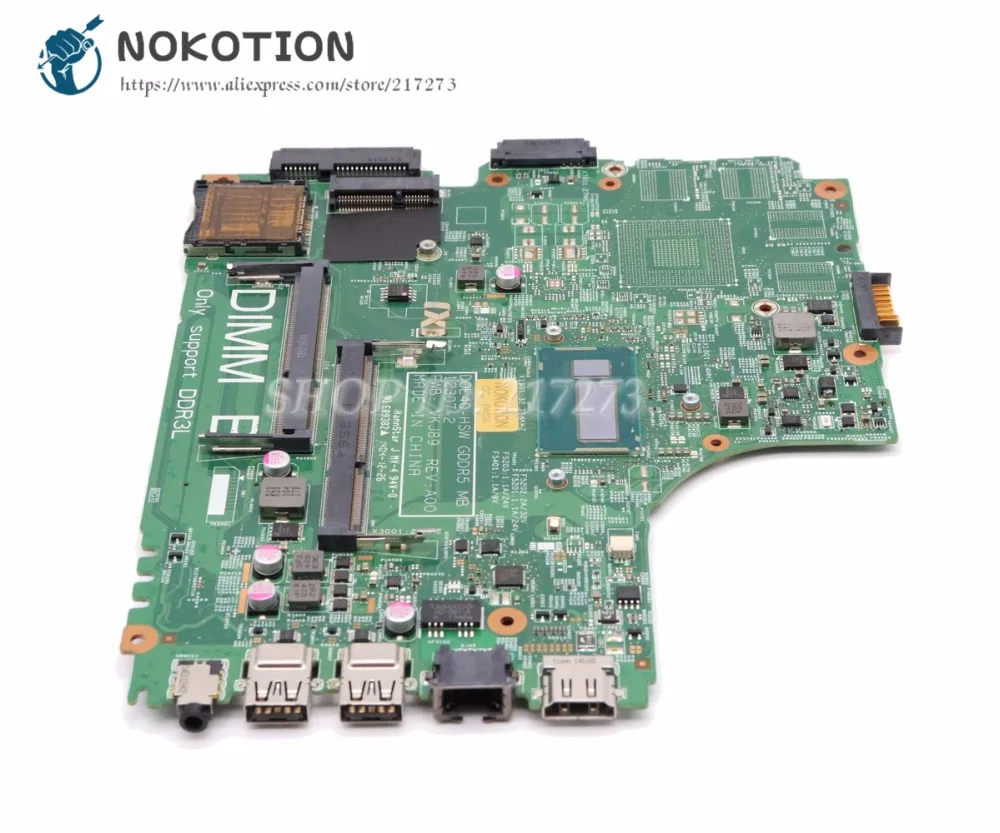 NOKOTION для Dell Inspiron 5437 3437 материнская плата ноутбука SR170 I5 4200U DOE40 HSW GDDR5 MB 12307 2 VKJ89