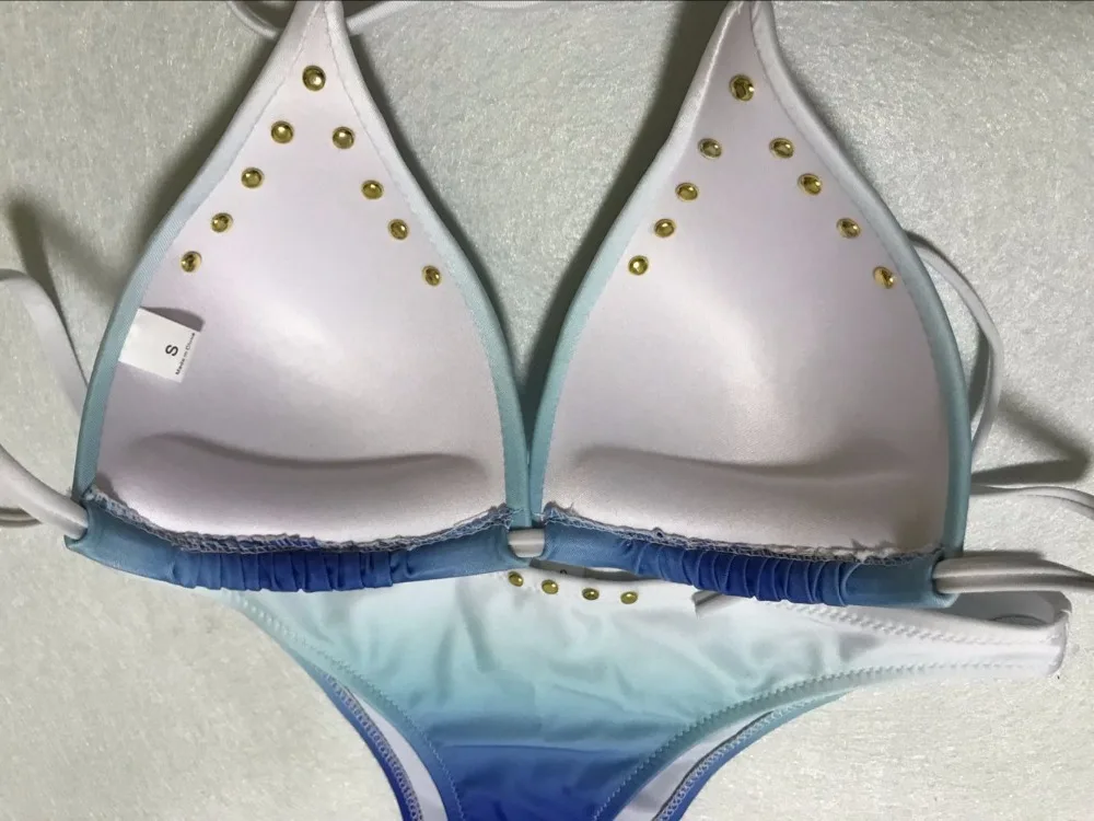 Золотые шпильки комплект бикини DIY заклепки купальный Костюмы 2017 Для женщин