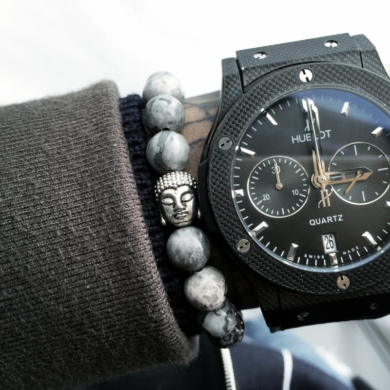 Волшебная рыба для мужчин браслет браслеты фенечки Серебряный Будда 8 мм