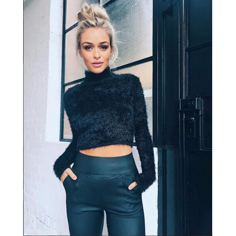 2016 Осень Новые Моды для Женщин Дамы Сексуальная Длинным Рукавом Вязать Свитер