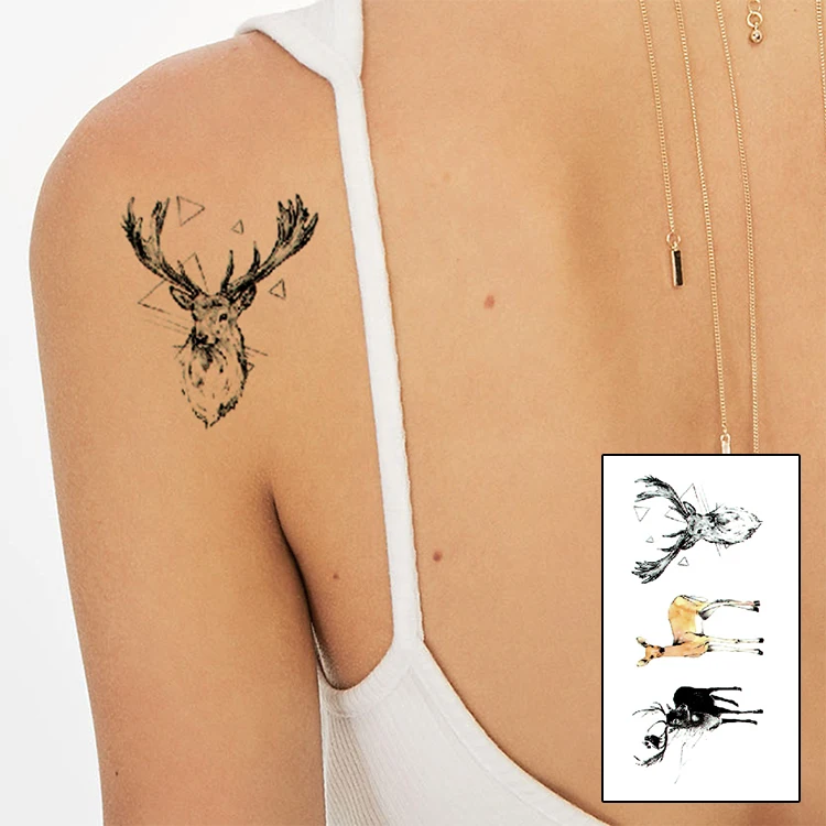 Bucks Antlers водонепроницаемые поддельные временные тату для мужчин и детей наклейки