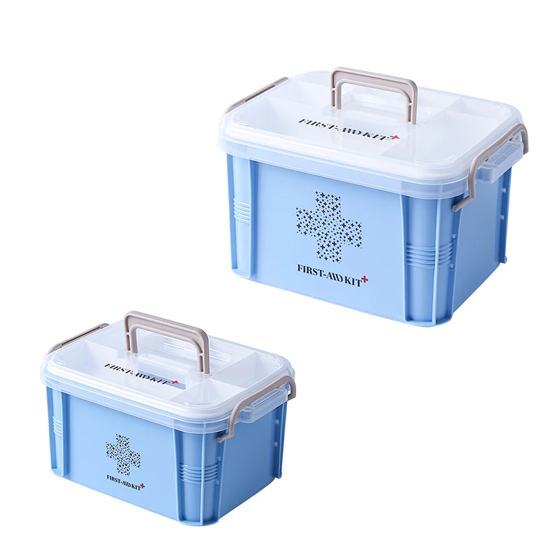 Blue S and L Медицинские коробки, аптечка, коробка, пластиковая коробка для хранения, контейнер, многослойный органайзер для хранения, медицинская коробка, для домашнего хранения лекарств - Цвет: Blue S and L