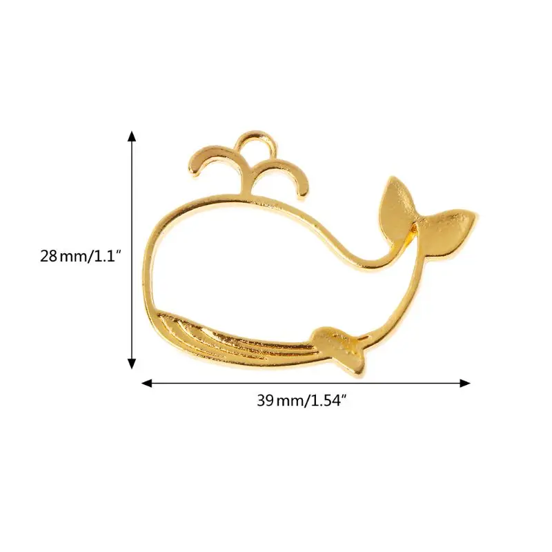 

Free shipping 5Pcs Cartoon Whale Metal Frame Pendant Open Bezel Setting UV Resin Jewelry DIY