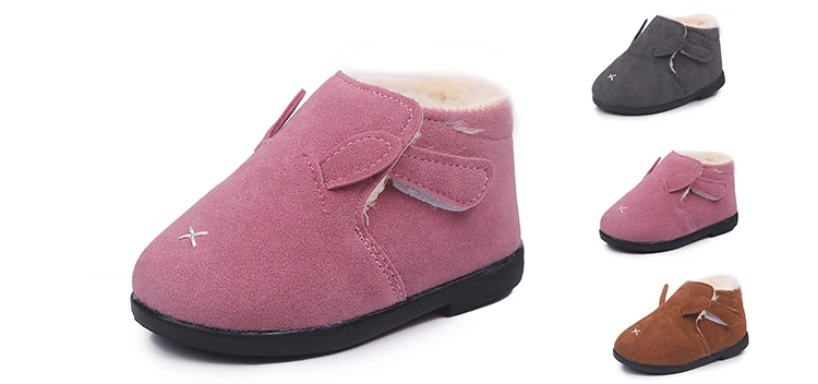 Kids Velvet Winter Cotton Shoes 2018 Warm Plush Girls Children Non-Slip Hook School Flat toddler shoes  Детская одежда и