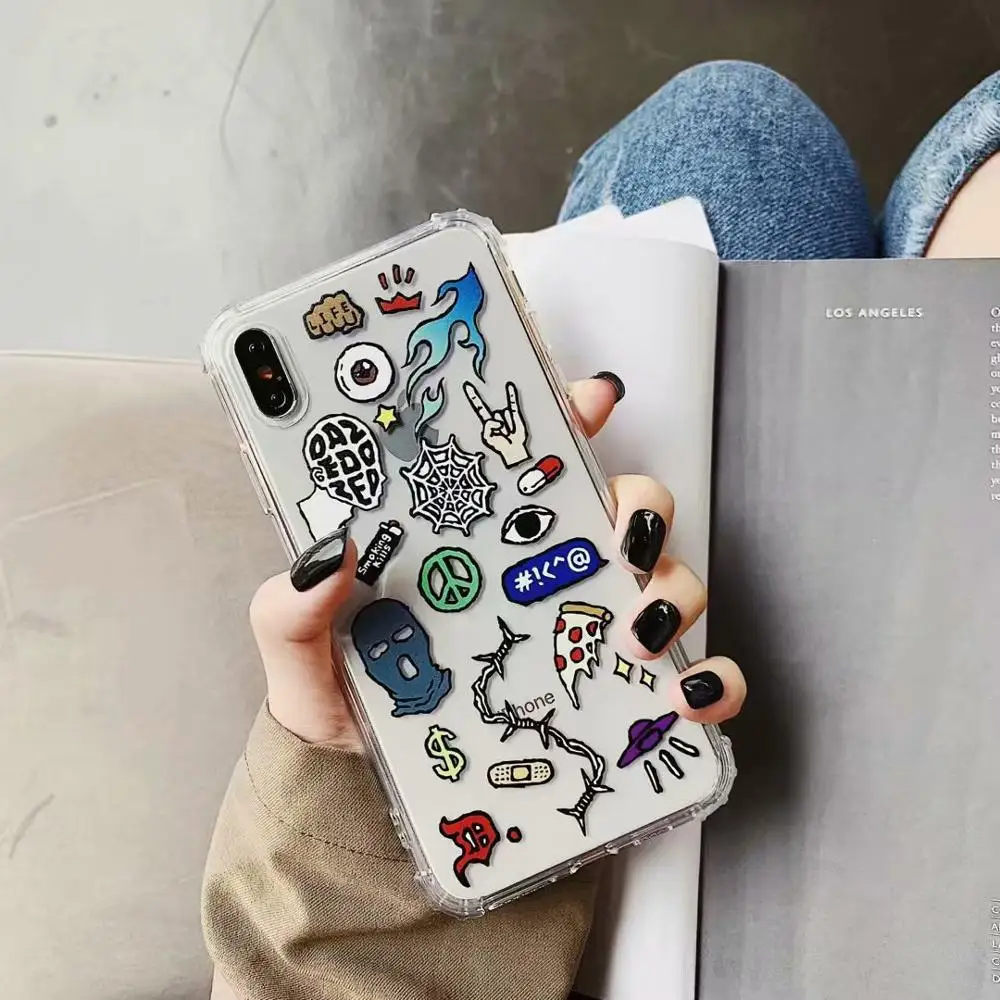 Силиконовый чехол ORYKSZ с милыми граффити для iphone XS Max XR X 6S 6 7 8 Plus ультра тонкие