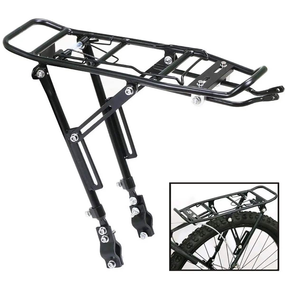 

Bicycle Luggage Carrier Cargo Rack Shelf Aluminum Alloy bear max 25kg Cycling Seatpost Bag Holder Stand with 3Pivot support