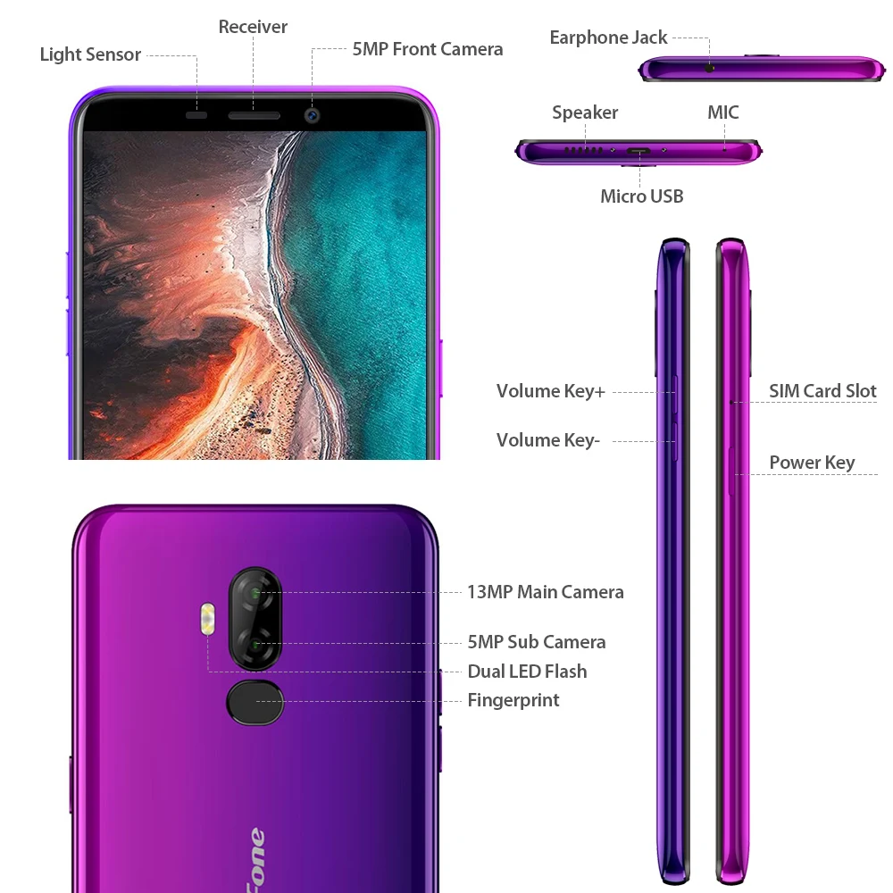 Смартфон Ulefone P6000 Plus Android 9 0 6350 мАч 6 дюйма распознавание лица HD + Двойная камера Ouad