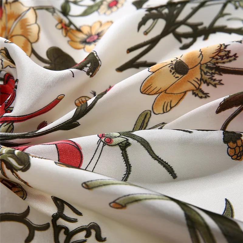 Женский шелковый шарф с цветочным принтом маленький платок бандана квадратные